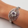Bracciale con inserto centrale traforato, con petali in madreperla incisa e pistillo in ametista. BV0330 - immagine 2