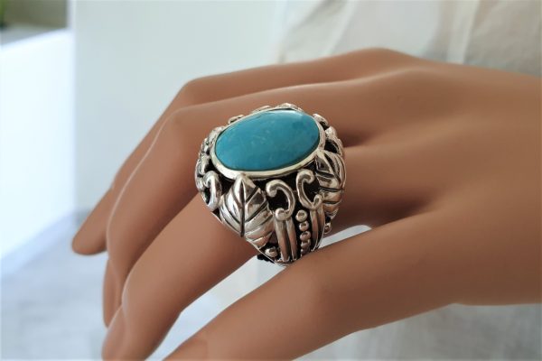 Anello con turchese ovale. AT0034 - immagine 3