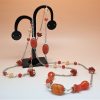 Lunga collana su catena d'argento con corniole e quarzi citrini.  CA1172