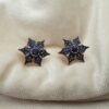 Orecchini a stella smaltati blu con zaffiri. OH0423
